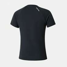 Nike Dri-Fit Quick-Dry Solid Color Logo Breathable Mesh Training Short Sleeve T-Shirt Women's Black/White - Black - View 3