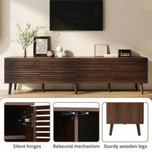 With Storage Tv Stand Brown Made Of Wood For Living Room And Media Area - 核桃 - 查看 11
