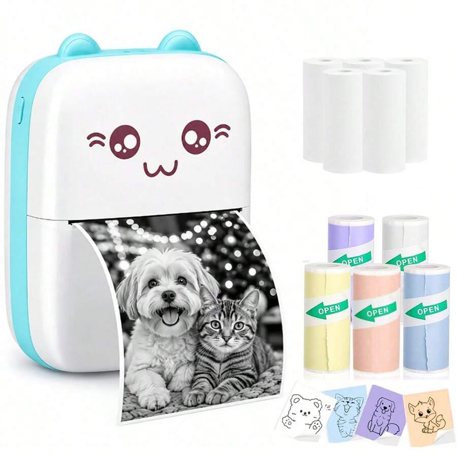 Printer Mini, Pembuat Stiker Termal Tanpa Tinta Portabel, Dapat Diisi Ulang USB, Untuk Buku Catatan, Jurnal, Album Foto, Perjalanan, Catatan, Daftar, Memo, Rumah & Kantor