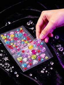 30/20pcs Shiny Gem Stickers, Self-Adhesive Acrylic Rhinestone Stickers, Valentine's Day Stickers, Face Gem Stickers, Glitter DIY Makeup Stickers, Music Festival Handmade Creative Stickers, Small Size, Suitable For Creative Projects - Multicolor - View 5