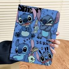 Disney Stitch Tablet Protective Case With Multi-Fold Stand, Flip Cover Design, Heat Dissipation Back Panel, Stain-Resistant And Non-Fading, Unisex, Printed With Stitch Cartoon Character On Both Sides, Shockproof And Drop-Resistant, Multiple Folding Methods Provide Different Viewing Angles, Artistic Design, Suitable For IPad/Air/Pro Models - Blue - View 3
