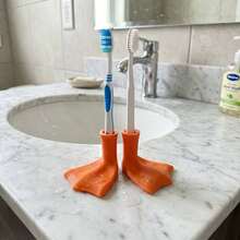1/2pcs Cute Duck Foot Shaped Bathroom Multi-Function Storage Rack, Toothbrush Holder, Multi-Function Drainage Storage Organizer Rack, Bathroom And Kitchen Desktop Storage Organizer Rack - Multicolor - View 1