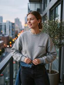 Fear Of God Essentials FW24 Light Heather Gray Crewneck Sweatshirt, Oversized Soft Fleece Pullover For Daily Street Wear, Casual Hangout - Light Heather Gray - View 10