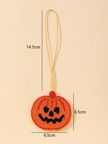 1 buah Gantungan Kunci Tas Wanita Desain Lucu 3D Hantu Buatan Tangan Manik-manik Halloween - Jeruk - View 5