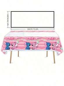 Hot-Selling Pink Stitch Theme Cartoon Stitch Birthday Banner, Backdrop, Tablecloth, Decoration Hanging Set, Birthday Party Decor - Multicolor - View 9