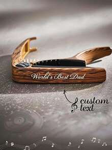 Customizable Engraved Guitar Capo, Universal Tuning Clip For Acoustic And Electric Guitars, Wooden Texture Professional Pitch Clamp, Supports Personalized Text Customization, Create Exclusive Guitar Accessories, Meaningful For Gifts Or Personal Use; Compatible With Acoustic And Electric Guitars, Meets Tuning Needs Of Different Guitar Types; Features Wooden Texture Design, Beautiful Appearance, Comfortable Grip, Enhances User Experience. - Multicolor - View 2