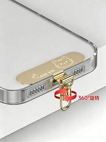 超薄不鏽鋼手機掛繩轉接器 360°可旋轉金屬掛繩連接件 通用背膠手機殼掛繩支架 薄型手機背板腕帶連接卡 耐用手機配件 適合女性與女孩 易安裝手機掛繩配件 - 卡通小貓 - 查看 2
