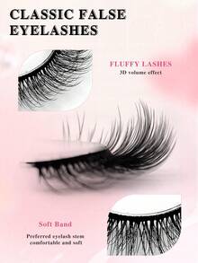 ENCHUW 7 Pairs Fluffy Lashes Wispy Cross Eyelash Soft Long Thick Volume Eyelashes Dramatic False Eyelashes Eye Lashes - Black - View 3