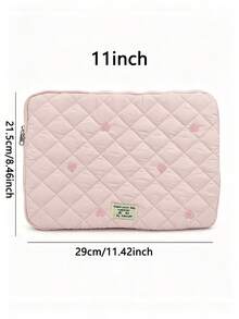 1pc Polyester Diamond Grid Heart Embroidery Laptop/Tablet Storage Bag, Suitable For 11/13/15 Inch Laptop/Tablet Storage, Design, Embroidered Heart Accents - Multicolor - View 17