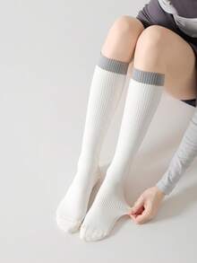 1/4/5 Pasang Kaos Kaki Kompresi Wanita, Kaos Kaki Betis untuk Olahraga Yoga Kebugaran, Kaos Kaki Panjang untuk Bersepeda, Lari, Lompat Tali, dan Pelangsing Kaki - MultiWarna - View 9