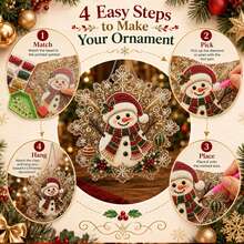 Christmas Pearl Diamond Painting Suncatcher Set, DIY Handmade | Pre-Assembled Metal Chain, Acrylic Snowflake Shaped Plate With Lace Edge, 3D Mixed Size Pearl Beads - A - View 8