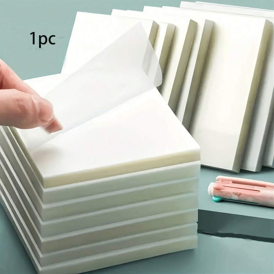 1 Pack 60 Sheets Transparent Sticky Notes (2.99x2.99 Inches), Clear Self-Adhesive Memo Pad For Book Annotation And Planner, School And Office Organization - one-size - View 1