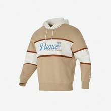 Puma Spring/Autumn Knitted Loop Pullover Hooded Sweatshirt Top For Men 62580083 - Light Brown/White - View 1