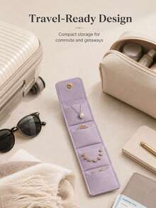 Mini Fiber Leather Jewelry Roll Bag, Multifunctional Closed Earring Necklace Storage Bag, Suitable For Travel, Daily Life, Dormitory, Campus - Multicolor - View 2