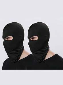 1 buah/2 buah Set Masker Balaclava Pullover Warna Polos Unisex 2 Lubang, Masker Penutup Kepala Satu Lubang untuk Bersepeda, Cocok untuk Pemakaian Sehari-hari dan Aktivitas Luar Ruangan - MultiWarna - View 4