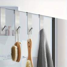 Stainless Steel S-Shaped Shower Towel Bar, Suitable For Glass Door, Bathroom Robe Hook, Wall-Mounted Coat Rack, Hanger, Hook, Rack, Room Decor, Over-The-Door Hanger, Wall-Mounted Clothes Rack, Wardrobe Storage Rack,Perfect For Halloween And Christmas - Gold - View 9