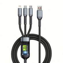 BinBoom Multi-Function Charging Cable, Multi-Head Charging Cable, 3-In-1 Multi-Function Charging Cable, Multi-USB Charging Cable, Fast Charging Cable With Lightning/Micro USB/Type-C Interface Suitable For Phones///PS And Other Devices - Black - View 10