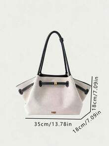 Colorblock Patchwork Underarm Bag, Shoulder Bag With Shaped Bottom, Anti-Collapse, Structured, Large Capacity, Convenient Storage For Various Daily Essentials, Suitable For Daily Use, Work, Commute, Travel And Outings - Black - View 2