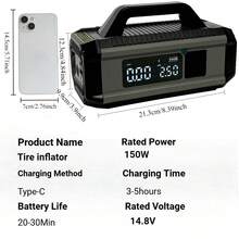 Alat Jump Starter Mobil dengan Kompresor Udara, Booster Aki Darurat Portabel 4-in-1 & Pompa Ban, Layar Digital, Power Bank, Lampu Senter LED untuk Mobil, SUV & Sepeda Motor, 14.8V 2500mAh - Wireless - View 11