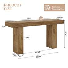 LITTLE TREE 180cm Farmhouse Bar Table‑4‑6 Seater‑Wood Finish‑Counter Height‑Versatile Pub Table For Kitchen Home Bar - Light Brown - View 2