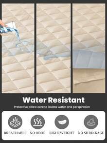1pc Waterproof Dust-Proof Mattress Protector, Quilted Design, With Elastic Band, Suitable For All Seasons, Soft And Comfortable, Breathable, Khaki Color - Khaki - View 6