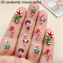10/30/50pcs Colorful Mini Cartoon Christmas Candy Cane Flat Back Resin Decorations - For Handmade Crafts, Scrapbooking, DIY Wedding Decor - Ideal Gift Choice For Valentine's Day, Halloween And Christmas - Random Mix - Christmas Candy Cane - View 13