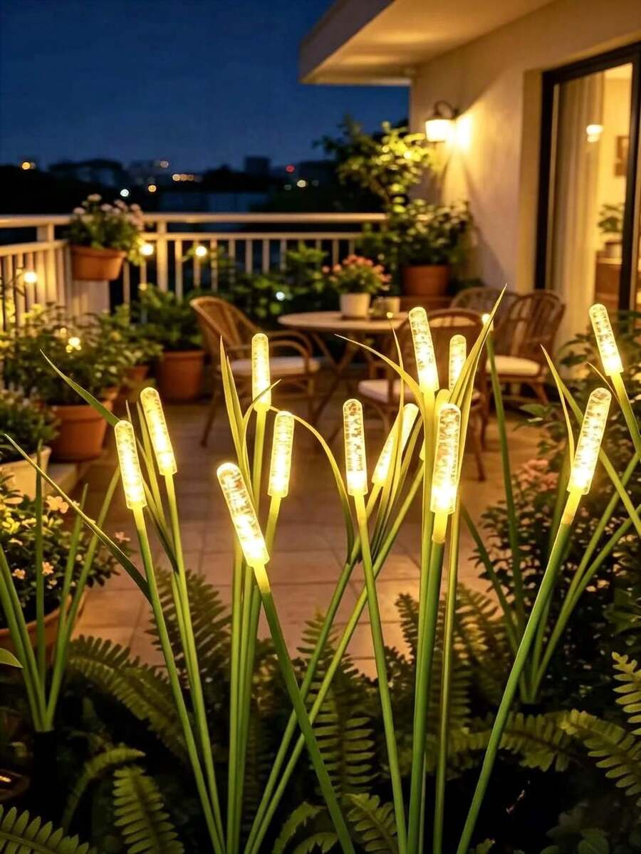 Solar Powered LED Reed Garden Lights, Outdoor Ground Stake Lights, Lawn Lights, Suitable For Pond, Patio, Yard, Pathway Landscape Lighting Decoration, And Halloween And Christmas Holiday Decoration
