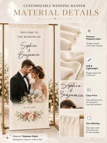 Customized Wedding Welcome Sign, Fabric Wedding Welcome Banner, Bohemian Style Bridal Shower Decor Sign, Personalized Name Wedding Sign, Minimalist Fabric Welcome Sign, Wedding Decor, Personalized Party Decor, 3 Fabric Options Available - Multicolor - View 4