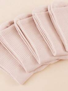 1/6/15 Pairs Unisex Solid Pink Basic Minimalist Casual Sports High Elastic Moisture-Wicking Breathable Seamless Cuff Loose Fit Socks For Daily Commute Home Wear Suitable For All Seasons - Pink - View 5