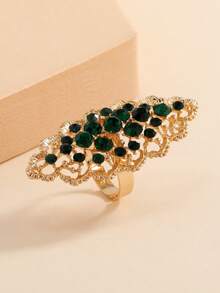 1pc Exaggerated Long Rhinestone Open Ring Suitable For Women To Wear At Important Occasions - Multicolor - View 4