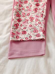 Autumn/Winter Girls Cute Casual Sequin Bow Sweatshirt + Pink Soft Elastic Long Pants Multi-Piece Set - Multicolor - View 10