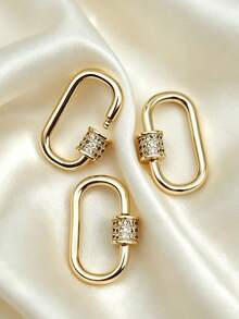1/2pcs Oval Screw Lock Clasp Jewelry Connector, Micro-Inlaid Cubic Screw Necklace Connector, Copper Material, Gold Snap Button, Silver Hook Clasp, Necklace Bracelet Connector, Suitable For Jewelry Making Accessories - Pearl Button - View 5