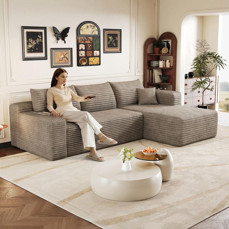 Sofa Camel 3 Seat Made Of Fabric For Living Room - 駱駝色 3 人座 - 查看 1