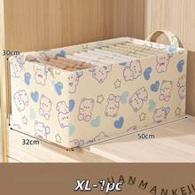1pc Stackable Storage Box With Lid, Balloon Bear Pattern, Large Capacity With Handle, Space-Saving, Convenient For Storage And Organization, Multi-Functional Storage Box, Transparent Storage Box Organizer, Thickened Storage Box, Suitable For Home, Dorm, Bedroom, Closet, Etc. Valentine's Day Sunshine Travel Cool,Dorm Room - Baby Blue - View 11