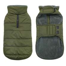 Dog Winter Coat, Warm Fleece Vest With Built-In Drawstring Holes And Reflective Strips, Suitable For Small And Medium Dogs To Wear In Cold Weather And Snow - Army Green - View 8