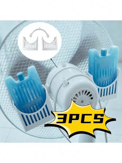 3pcs Heavy Duty Fan Hanging Ice Pack Clips, Air Cooling Ice Pack Holder, Summer Cooling Kit, Durable Plastic Material, Fits Most Electric Fans, Home Desktop Fan Cooling Accessory, Can Make The Air Blown By The Fan Cooler, Relieve Stuffy Environment, Indoor Cooling Accessory