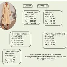 Women's Elegant Comfortable Long Sleeve V-Neck Solid Color Chiffon Fabric Pleated Ruffle Dress - Apricot - View 7