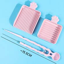 7/3pcs Cute Cat Paw Transparent Melt Bead Sorting Tray And Tweezers Set, DIY Mini Bead Alignment Tool And Tweezers Kit, Jewelry Making And Craft Storage, DIY Handmade Craft Supplies - Multicolor - View 16