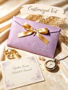 Custom Name Envelopes With Ribbon Bows, Sparkling Wedding Invitation Envelopes, Cash Envelopes, And Favor Gift Bags For Christmas, Thanksgiving - Multi-color - Bow Envelope - View 1