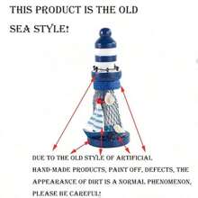 1pc 13cm Wooden Mini Lighthouse Mediterranean Style Home Decor Craft Gift Ocean Lighthouse Ornament 5pcs Set - 1PC - View 4