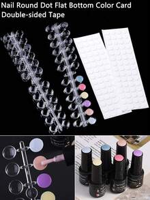 120/240pcs Transparent Nail Polish Color Card Round Display Stickers, Nail Art Color Chart, Adhesive Stickers, Nail Salon Accessories, Fake Nail Display Stickers, Nail Polish Training DIY Practice Tools - Multicolor - View 1