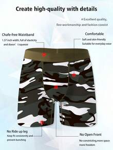 5-Pack Men's Fun Shorts, Retro Multicolor Jungle Camo Print Underwear, Loose And Comfy Plus Size Boxer Briefs - Multicolor - View 6