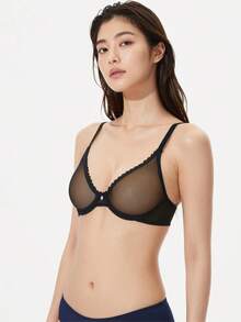Mystèrelle Women's Sexy Sheer Underwire Bra Sexy Lingerie - Black - View 3