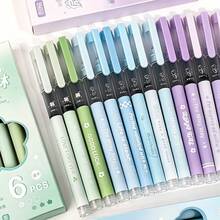 6pcs Macaron Color Neutral Pens, 0.5mm Needle Tip, Back To School Student Practice, College Student Classroom Writing, Workplace Office Document Recording, Daily Journaling And Doodling, Back To School Gift, Desk Stationery Matching, Student And Office Worker Writing Supplies - A - View 1