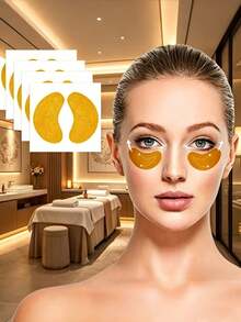 10/5 Pairs Gold Silicone Eye Patches, Reusable 360° Eye-Shaped Patches, Soft And Comfortable Eye Support Patches, Suitable For Daily Leisure And Salon Use - Multicolor - View 2