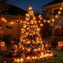 Home Maple Leaf Garland With Lights, Maple Leaf String Lights, Battery Powered (Batteries Not Included), Thanksgiving Halloween Autumn Decoration, Indoor And Outdoor Use - Warm White - View 7