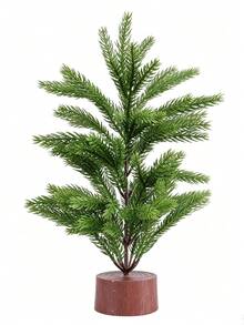 1pc Rustic Minimalist Style PE Pine Needle Conical Mini Christmas Tree,Wrapped Base With Burlap Gift Paper Cover,Realistic Full Branches,Tabletop Ornament,Small Desktop Xmas Tree For Christmas Holiday Home Party Indoor Table Shelf Decor - Multicolor - View 14
