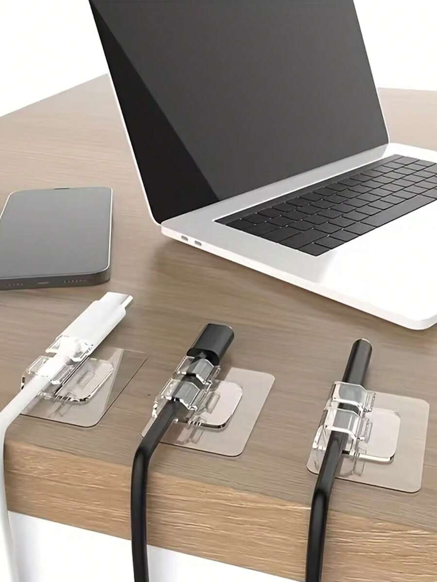20pcs Cable Management Wall Clips, Corner Cable Organizer, Surface Mount, No Nails Needed, Suitable For Bedside Table, Desk, Office Or Mouse Cable, Charger Holder, Cable Organizer, Multi-Function Hooks - Clear - View 1