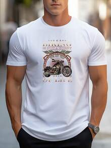 Men's Pure Cotton Short Sleeve T-Shirt Casual Summer Breathable Everyday Basic Round Neck Tee Top For Daily Wear - 白色 - 查看 6