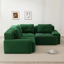 Sofa Green Made Of Corduroy For Living Room And Lounge - Green 3 Seat - 查看 3